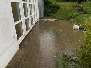 Starkregen 28.06.2021 Terrasse UG UEbungsraum