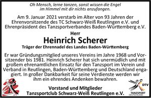 Traueranzeige Heinrich Scherer