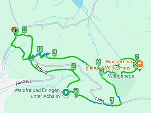 Die per APP aufgezeichnete Wanderroute