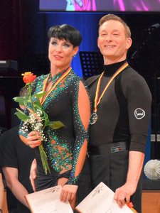 Marina und Alex, Siegerehrung DM Latein 2023; Foto: Breitmaier